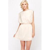 studded trim drop arm hole dress