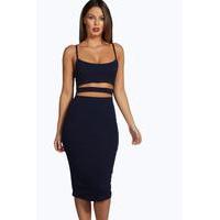 Strappy Cut Out Midi Dress - navy