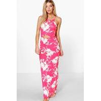 Strappy Oriental Cut Out Maxi Dress - red