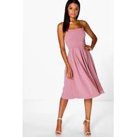 Strappy Square Neck Skater Dress - rose