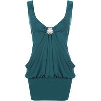 stella brooch detail top dress teal