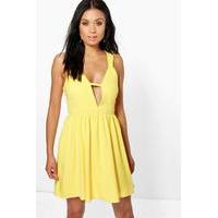 Strappy Detail Skater Dress - yellow