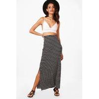 Striped Jersey Maxi Skirt - black