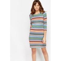 Stitched Zig Zag Shift Dress