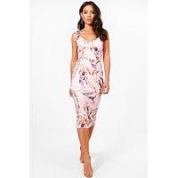 Structured Bust Strappy Floral Midi Dress - multi
