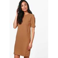 Structured Tailored Shift Dress - camel