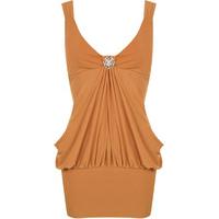 Stella Brooch Detail Top-Dress - Mustard