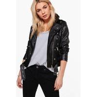 Star Studded Vegan PU Biker - black