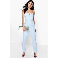 Structured Bandeau Tapered Leg Jumpsuit - baby blue