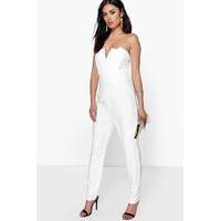 Structured Bandeau Tapered Leg Jumpsuit - ivory