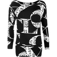 Staci Long Sleeve Printed Batwing Top - Black