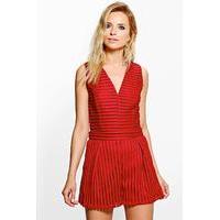 Structured Rib Playsuit - berry