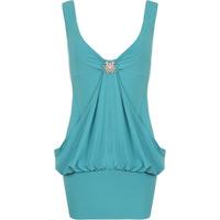 Stella Brooch Detail Top-Dress - Turquoise