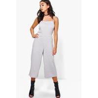 Strappy Ribbed Culotte Jumpsuit - silver