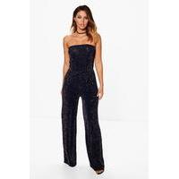 strapless wide leg sparkle jumpsuit navy