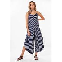 Striped Hareem Jersey Jumpsuit - navy