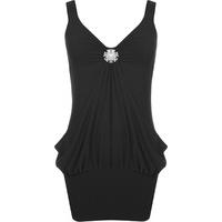 Stella Brooch Detail Top-Dress - Black