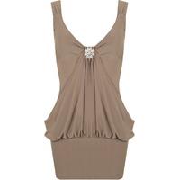 Stella Brooch Detail Top-Dress - Mocha