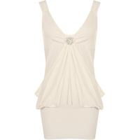 Stella Brooch Detail Top-Dress - Cream