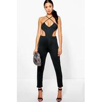strappy cut out side jumpsuit black