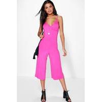 Strappy Culotte Jumpsuit - cerise