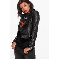 Studded Vegan Biker Jacket - black