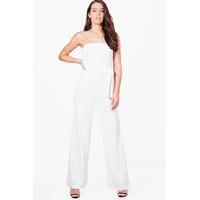 Strapless Belted Wide Leg Jumpsuit - ivory