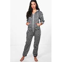 Stripe Zip Front Onesie - grey