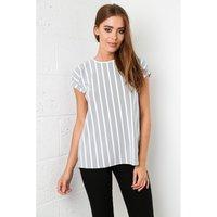 Striped Split Back Top in Monochrome