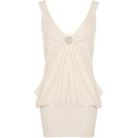 Stella Brooch Detail Top-Dress - Cream