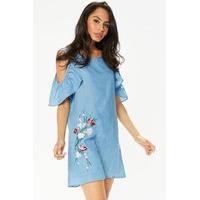 Stephanie Denim Blue Cold Shoulder Dress