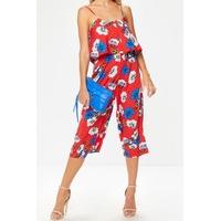 Stacey Red Floral Culotte Jumpsuit