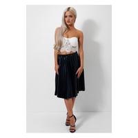 Stellar Black Satin Midi Skirt