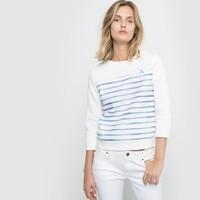 striped sweatshirt with 34 length sleeves