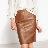 straight leather skirt