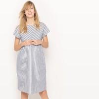 Striped Cotton/Linen Maternity Dress