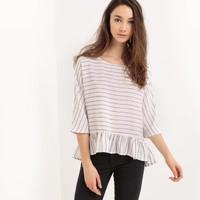 Striped Blouse with 3/4 Length Sleeves