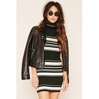 Striped Knit Turtleneck Dress