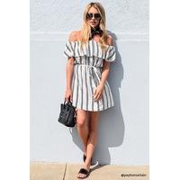 Stripe Off-the-Shoulder Mini Dress