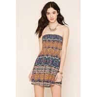 Strapless Geo Print Dress