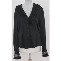 st john size 12 black silk blouse with lace trim