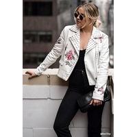 Studded Floral Moto Jacket