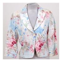Steilmann size 10 cream, pink & blue floral cropped jacket