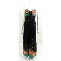 strapless chocolate brown maxi dress with bright floral pattern and fa ...