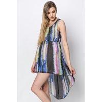 Striped Ink Blot Print Dress