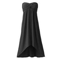 Strapless Knot Front High Low Hem Dress