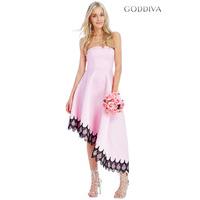 Strapless Asymmetric Maxi Dress - Pink