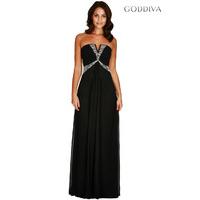 Strapless Chiffon Prom Dress with Scarf - Black