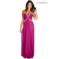 Strapless Chiffon Prom Dress with Scarf - Magenta