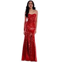Strapless Sequin Maxi Dress - RED